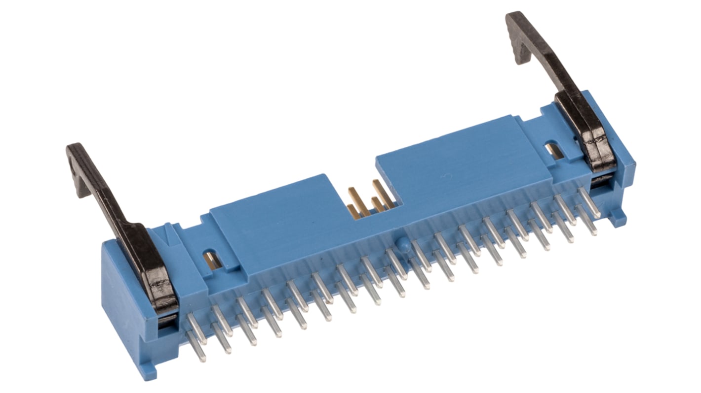 TE Connectivity AMP-LATCH Series Straight Through Hole PCB Header, 34 Contact(s), 2.54mm Pitch, 2 Row(s), Shrouded