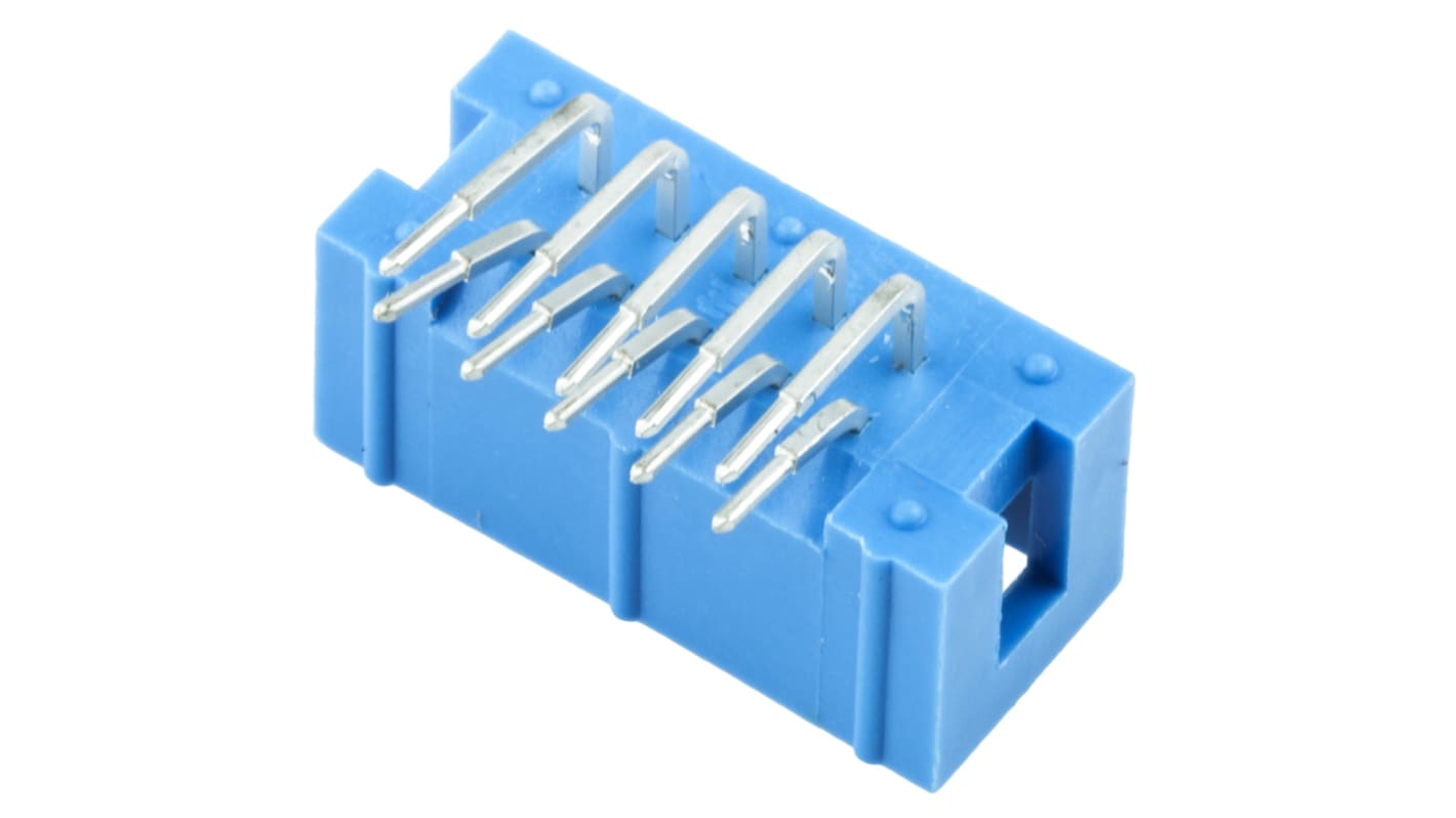 TE Connectivity AMP-LATCH Series Right Angle Through Hole PCB Header, 10 Contact(s), 2.54mm Pitch, 2 Row(s), Shrouded