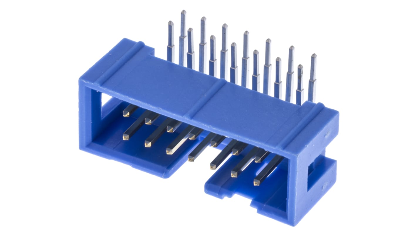 TE Connectivity 16p双排排针 直角线对板连接器, 2.54mm间距, 1.0A, 250.0 V, THT安装, AMP-LATCH系列