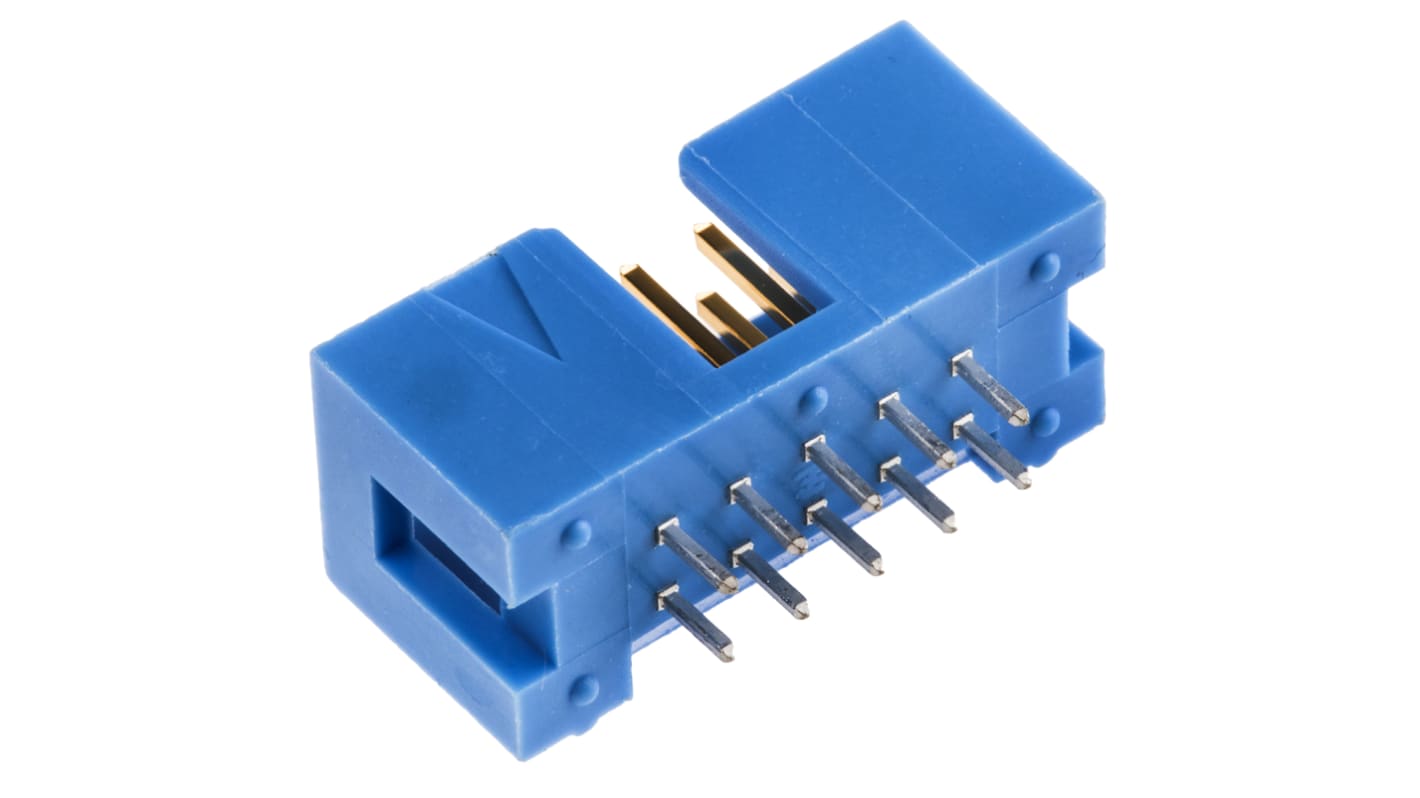 TE Connectivity 10p双排排针 直向线对板连接器, 2.54mm间距, THT安装, AMP-LATCH系列