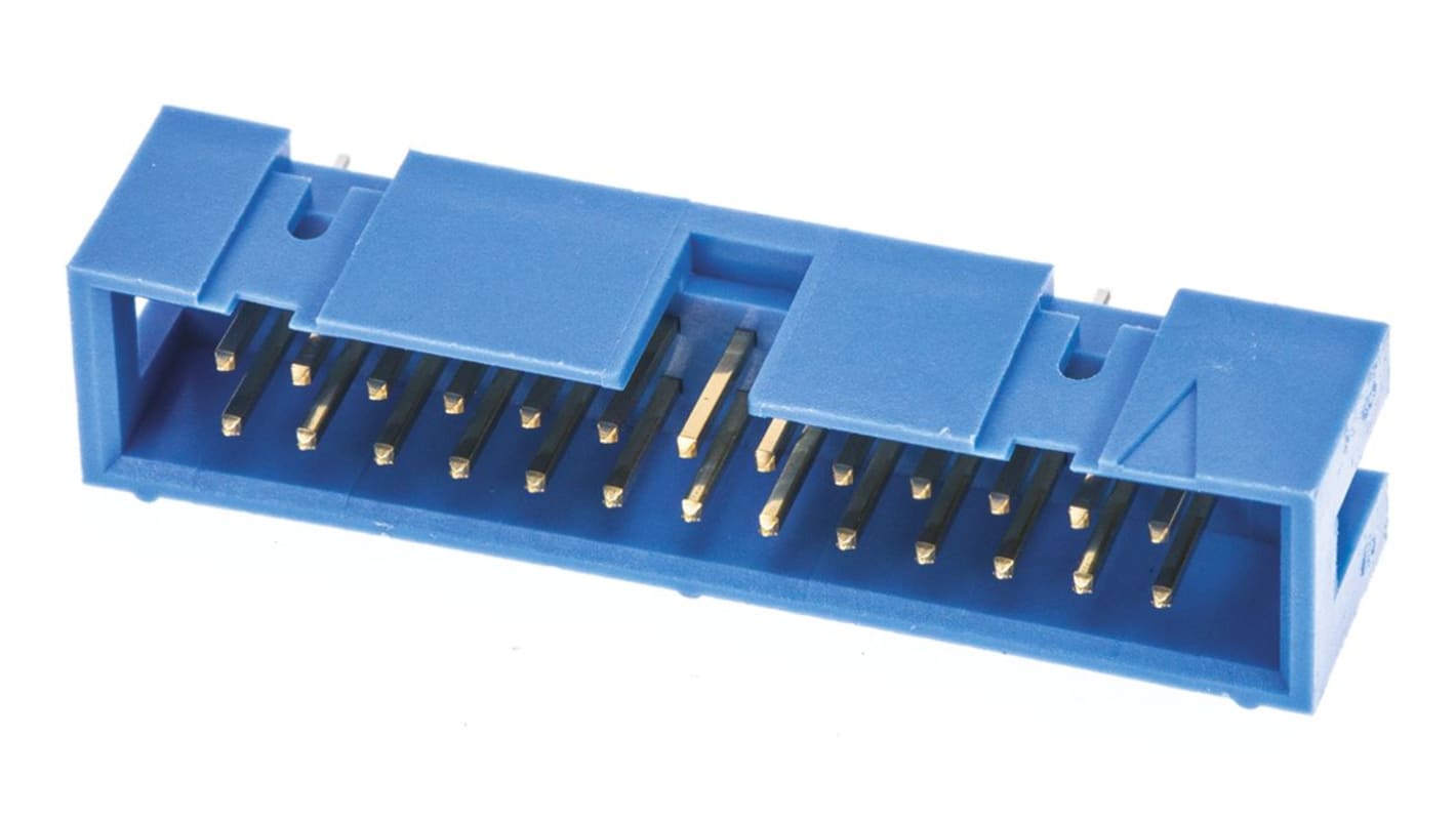 TE Connectivity AMP-LATCH Series Straight Through Hole PCB Header, 26 Contact(s), 2.54mm Pitch, 2 Row(s), Shrouded