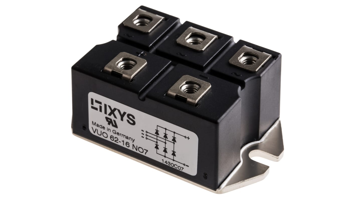 IXYS 三相整流桥模块, 硅结型, 63A, 1600V, 5针, PWS D, 面板安装, -40 °C→+150 °C