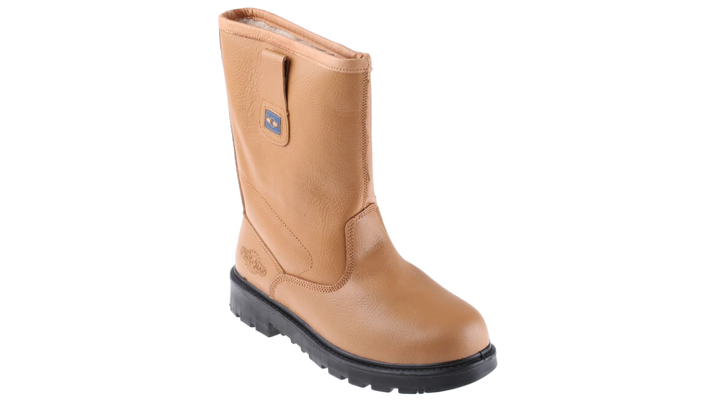 RS PRO EN20345 S3, Herren, Sicherheitsstiefel  Beige mit Stahl-Schutzkappe , Größe 44 / UK 10