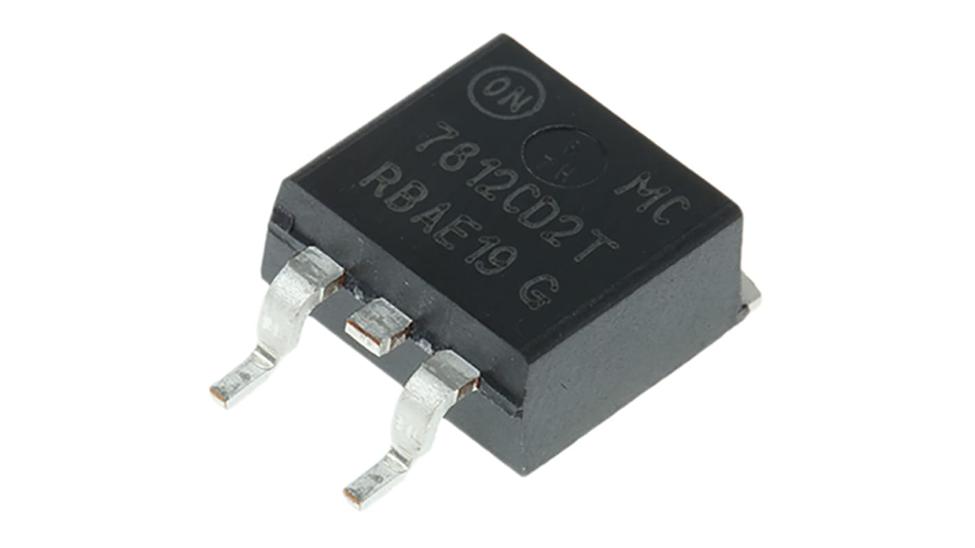 onsemi 线性稳压芯片, 12 V输出, 1A最大输出, 单路输出, D2PAK, 3针, 贴片安装, 0 °C→+125 °C, ±4%精度