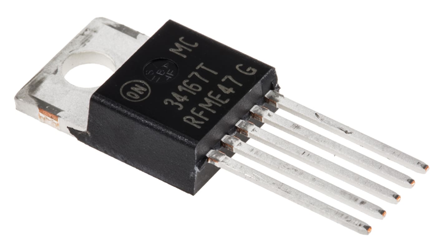 onsemi 降压升压开关稳压芯片, -2 → 40 V输出, 5A最大输出, 单路输出, TO-220, 5针, 通孔安装, 0 °C→+70 °C