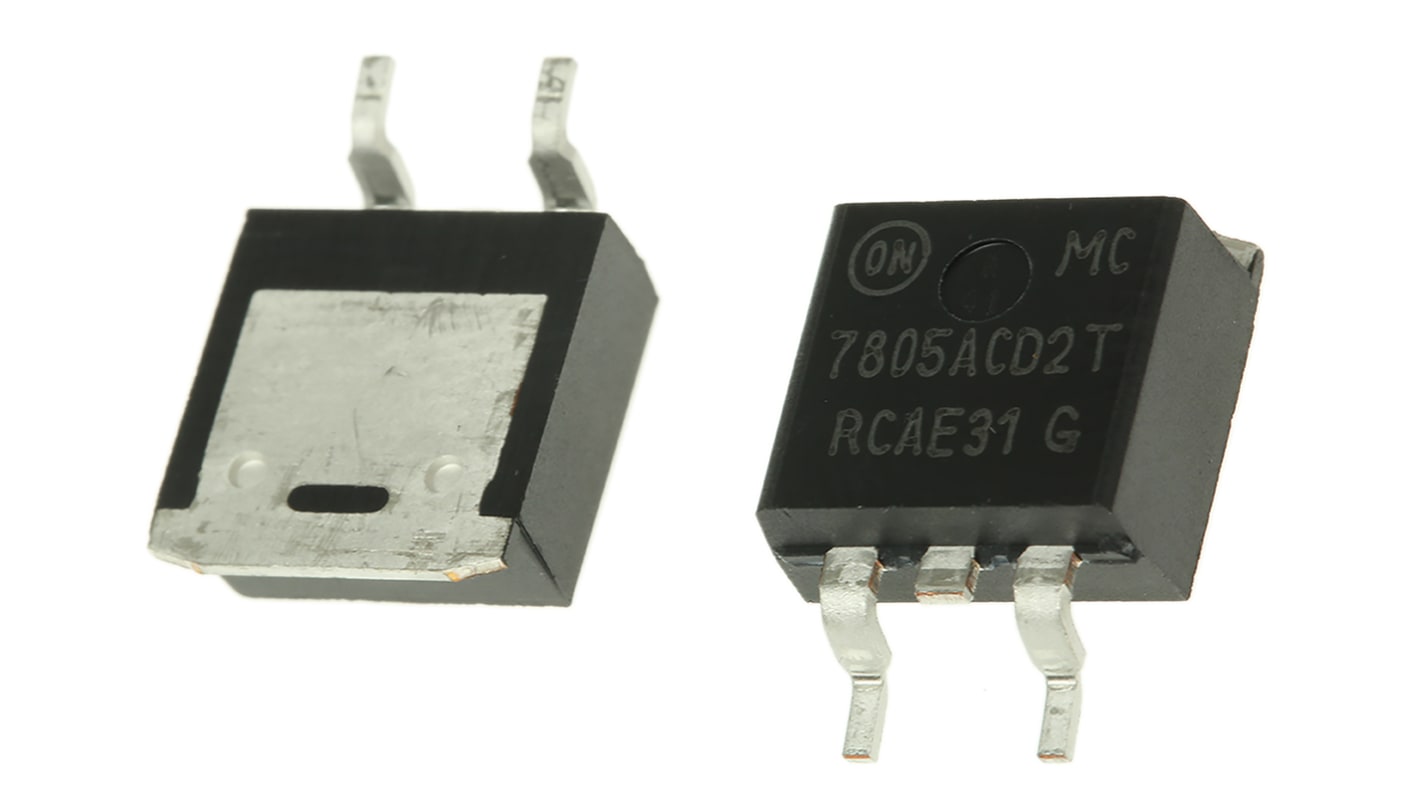onsemi 线性稳压芯片, 5 V输出, 2.2A最大输出, 单路输出, D2PAK, 3针, 贴片安装, 0 °C→+125 °C, ±2%精度