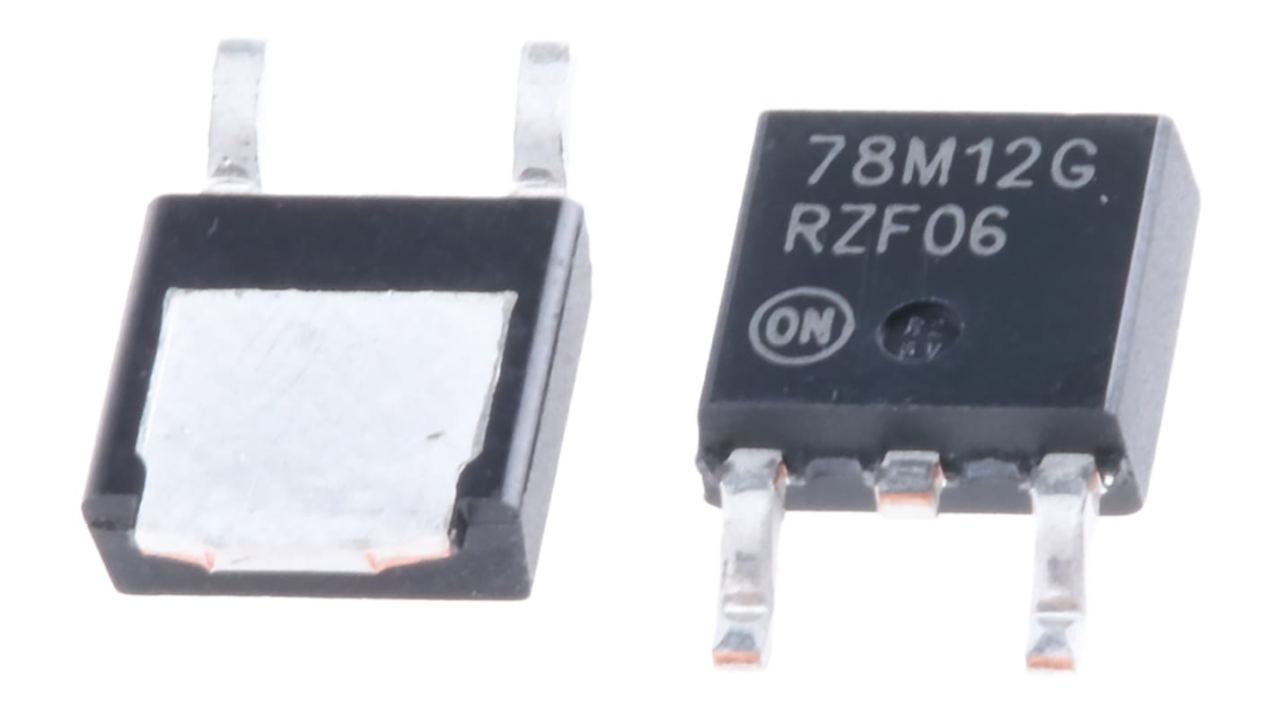 onsemi 线性稳压芯片, 12 V输出, 700mA最大输出, 单路输出, DPAK, 3针, 贴片安装, 0 °C→+125 °C