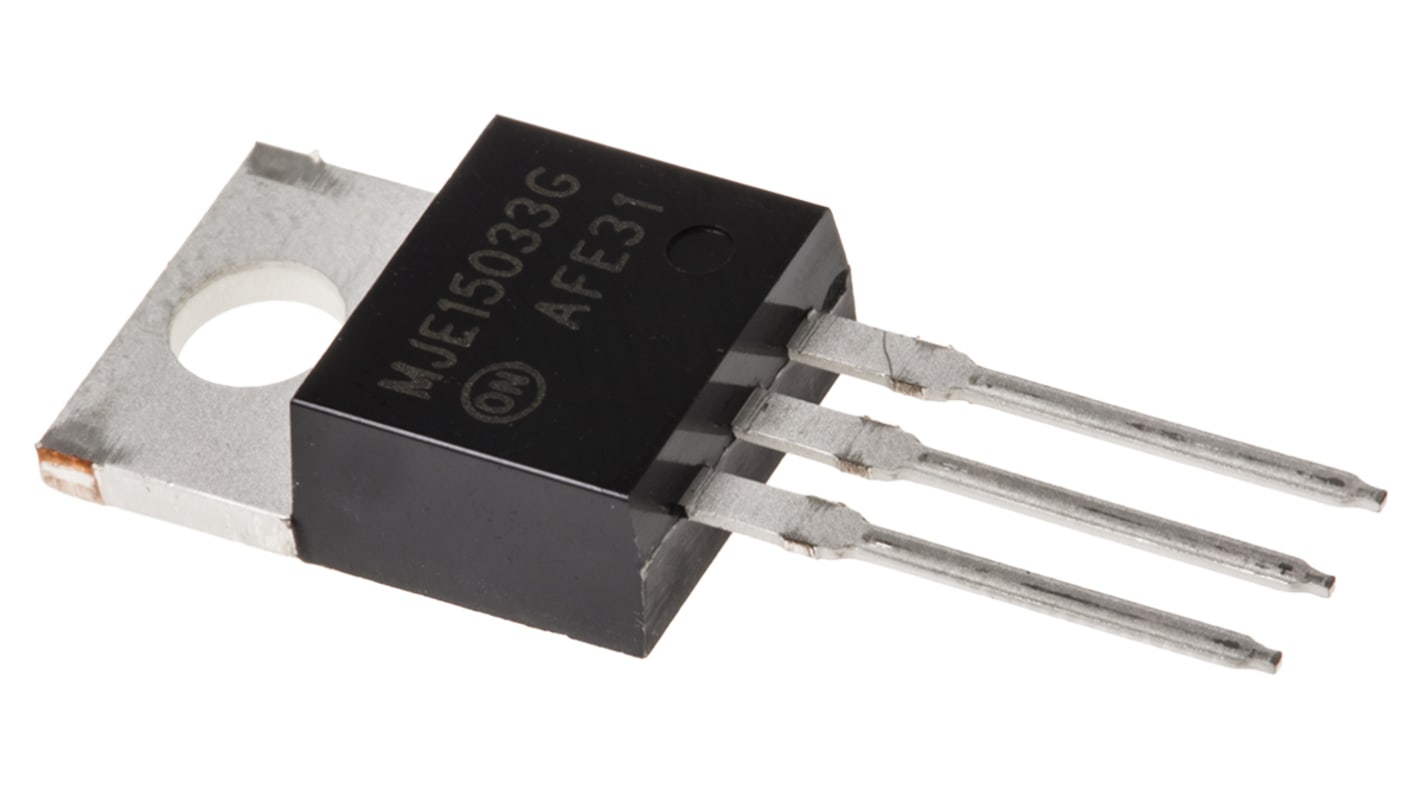 MJE15033G | onsemi PNP トランジスタ, -8 A, TO-220AB, スルー MJE15033G | onsemi PNP トランジスタ, -8 A, TO-220AB, スルー