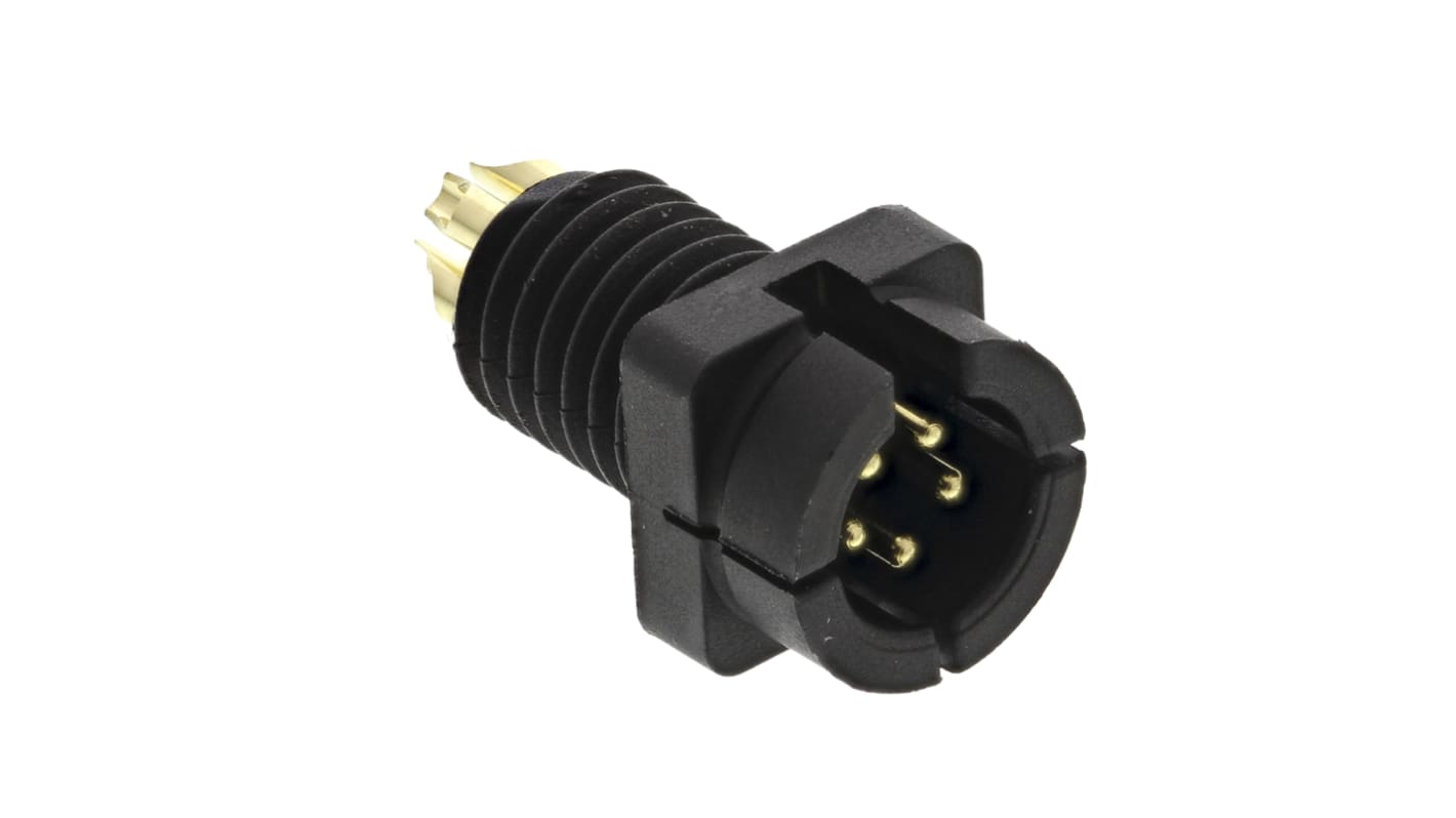 Binder Circular Connector, 5 Contacts, Panel Mount, Subminiature Connector, Plug, Male, IP40, 719 Series