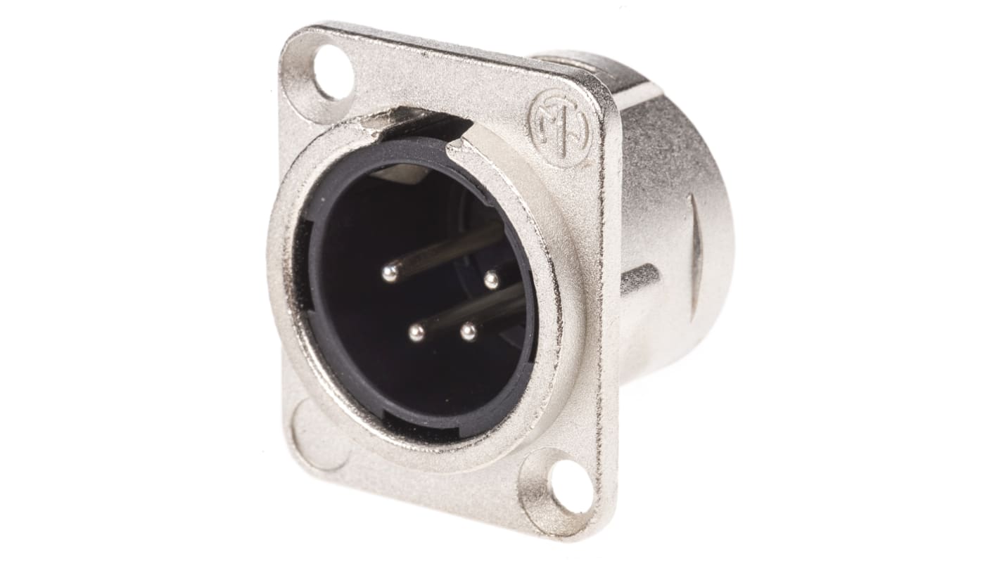 Neutrik 四芯卡侬头公插, 面板安装, 50 V, 10A, 直向