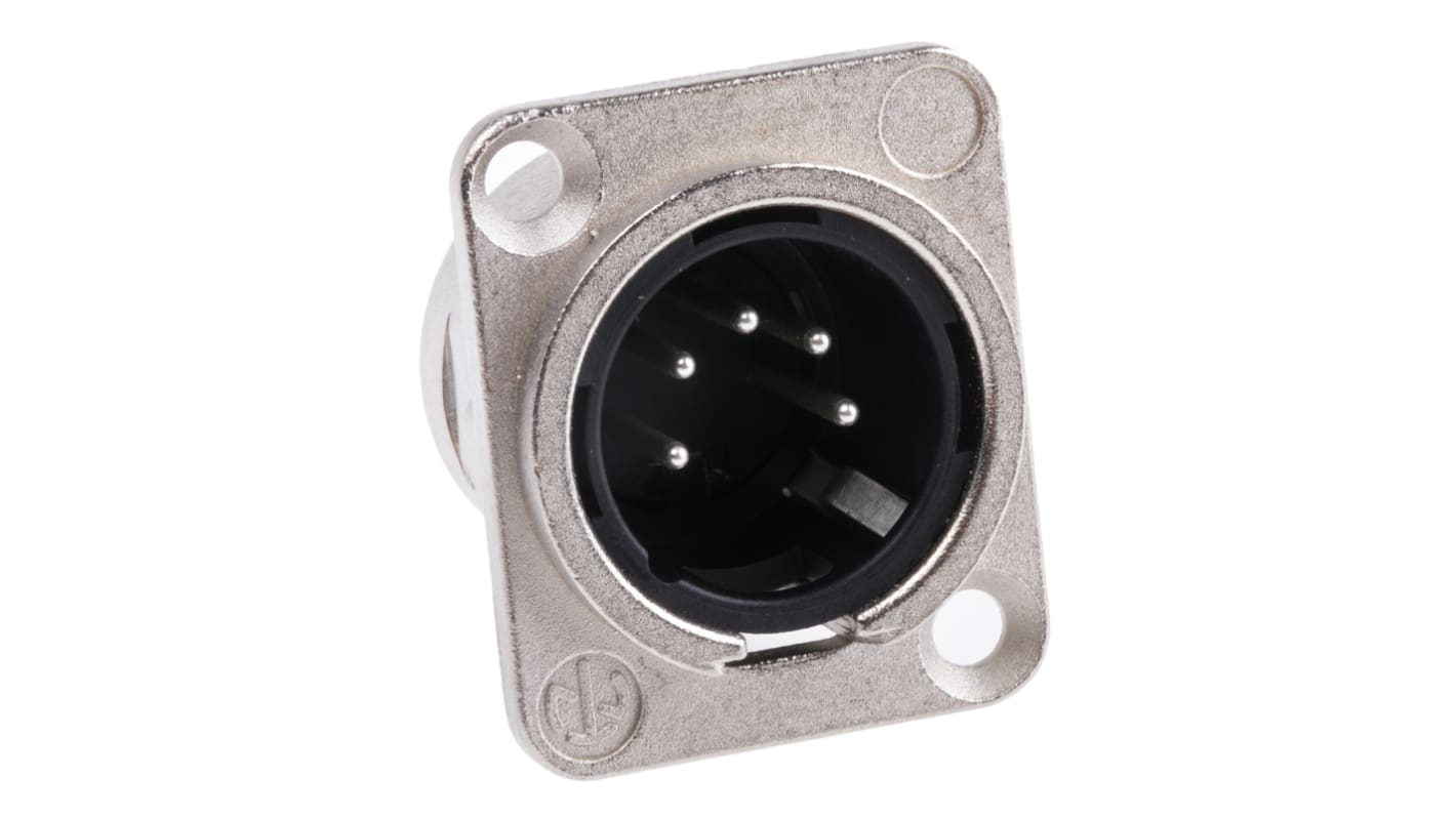 Neutrik 五芯卡侬头公插, 面板安装, 50 V, 7.5A, 直向