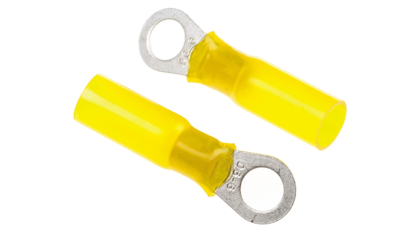 TE Connectivity DuraSeal Series Insulated Tin Plated Crimp Ring Terminal, M6 Stud Size, 3mm² to 6mm², 12AWG