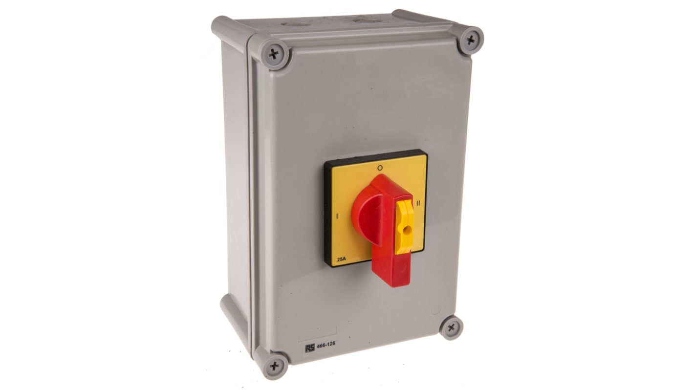 RS PRO 4P Pole DIN Rail Isolator Switch - 25A Maximum Current, 11kW Power Rating, IP65