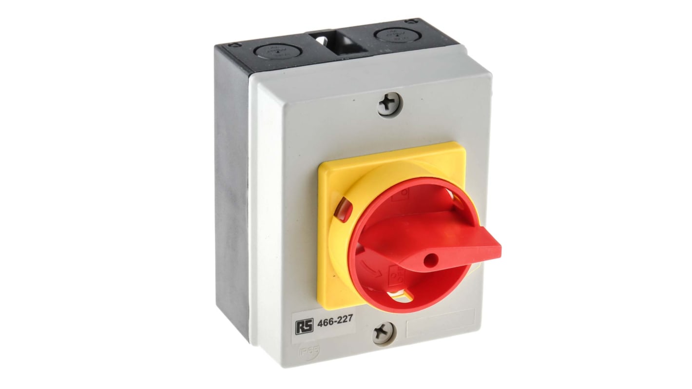 RS PRO 4P Pole DIN Rail Isolator Switch - 32A Maximum Current, 11kW Power Rating, IP65