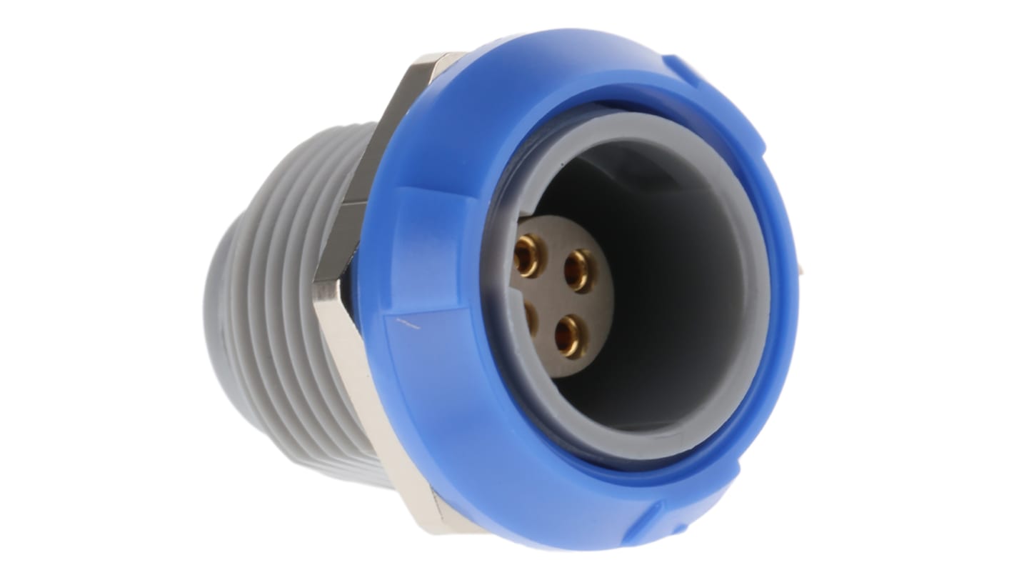 Lemo Circular Connector, 4 Contacts, Panel Mount, Socket, Female, IP50, Redel P Series