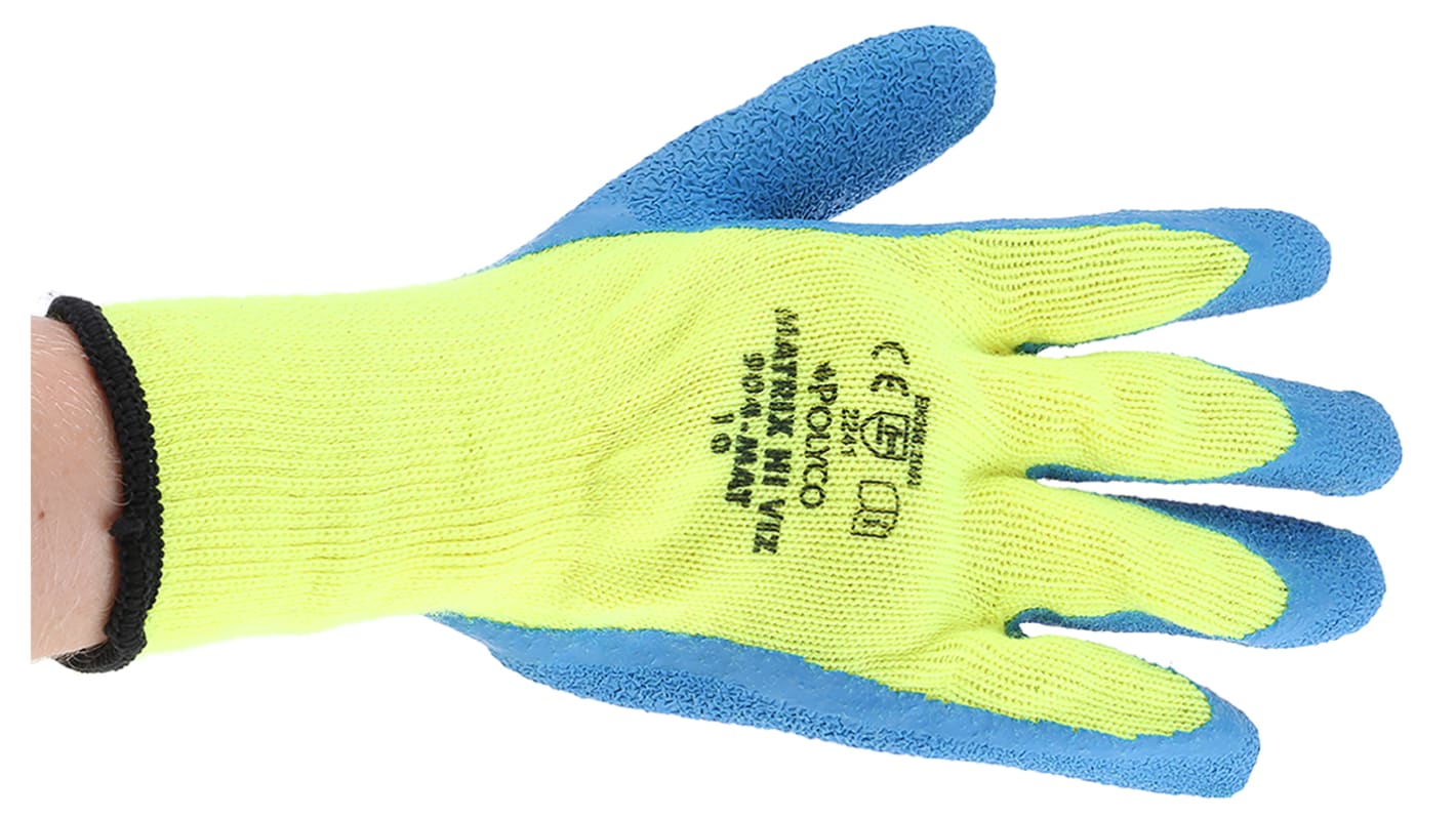 Polyco Healthline Matrix Yellow Latex Thermal Work Gloves, Size 10, Latex Coating