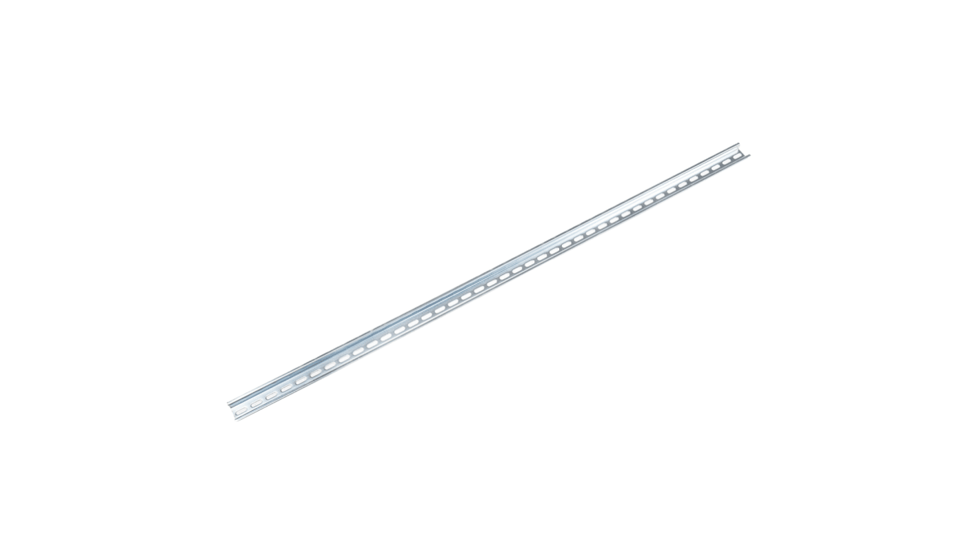 RS PRO Steel Perforated DIN Rail, Deep Top Hat Compatible, 1m x 35mm x 15mm