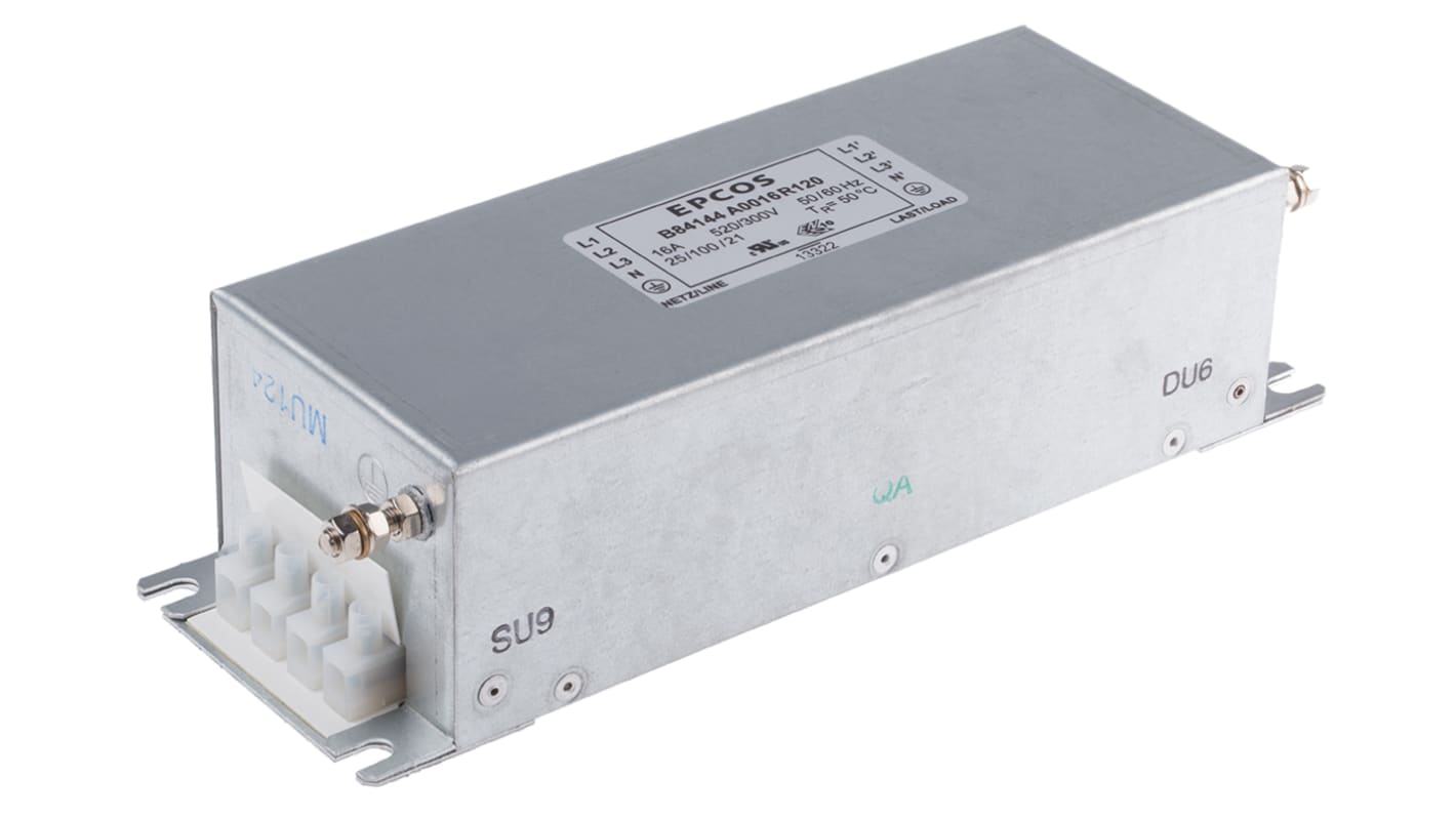 EPCOS, B84144A*R120 16A 520 V ac 50 → 60Hz, Flange Mount EMC Filter, Screw 3 Phase