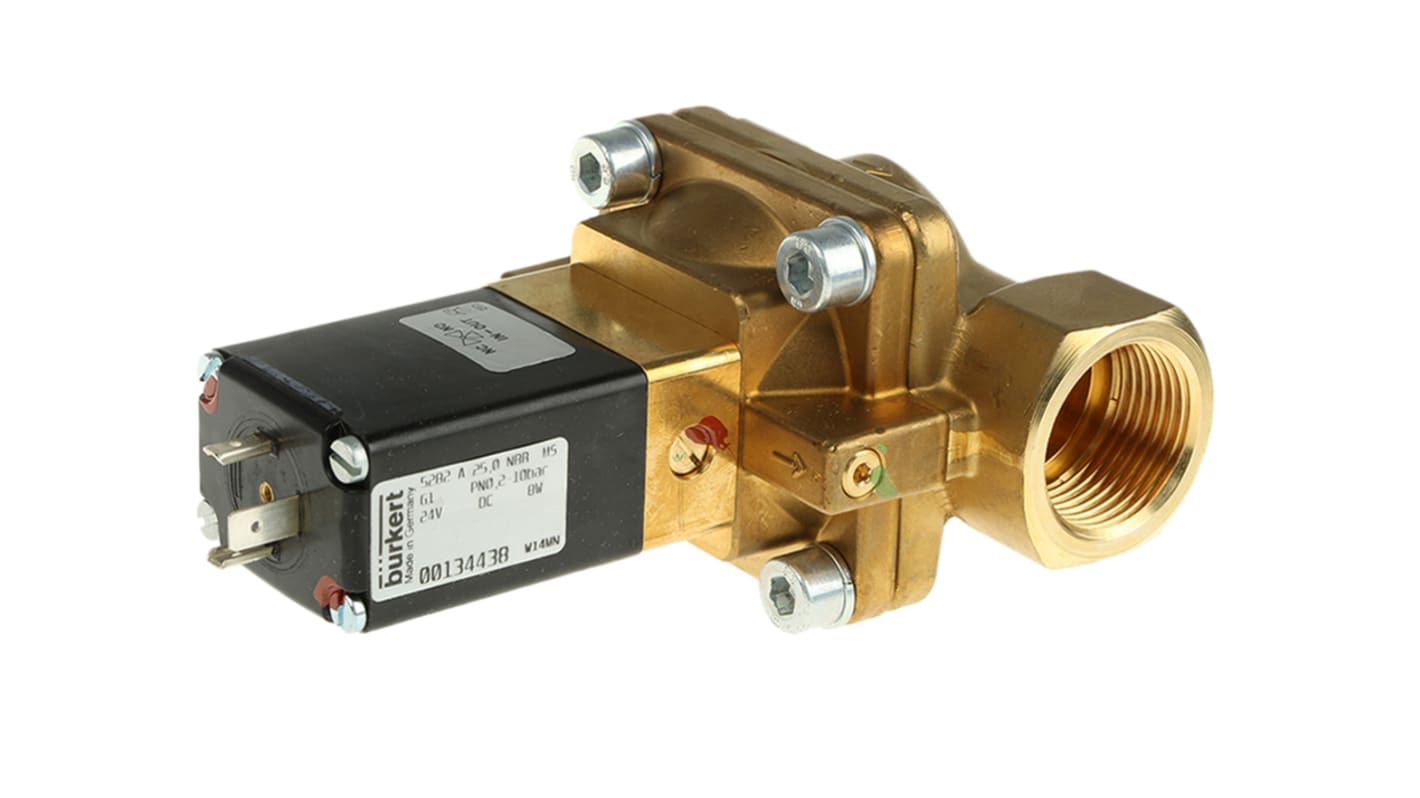 Burkert Magnetventil, 2 Porte, NC, 24 V=, 1tommer, 134438