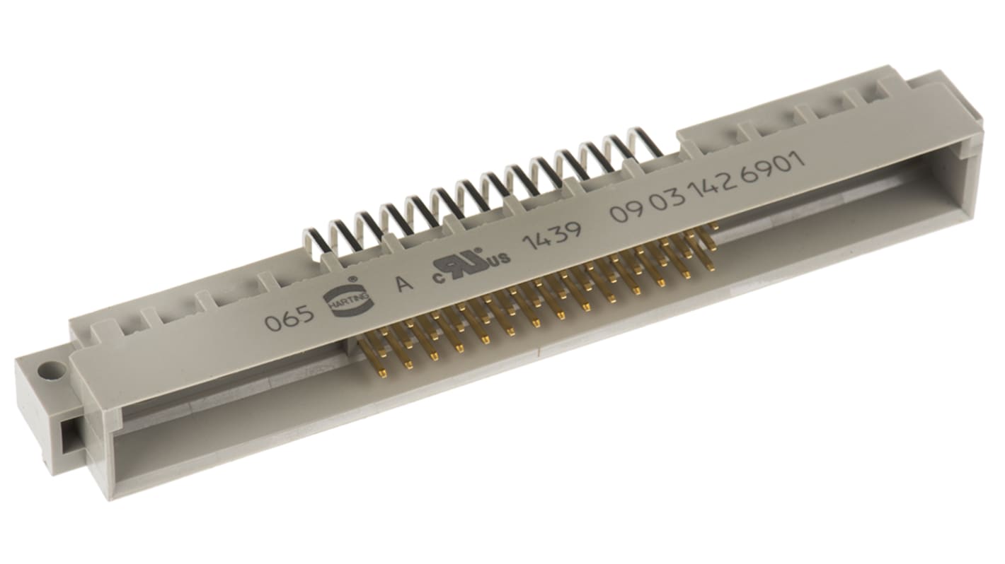 Harting 42 + 6 Way 2.54mm Pitch, Type M Class C2, 3 Row, Right Angle DIN 41612 Connector, Plug