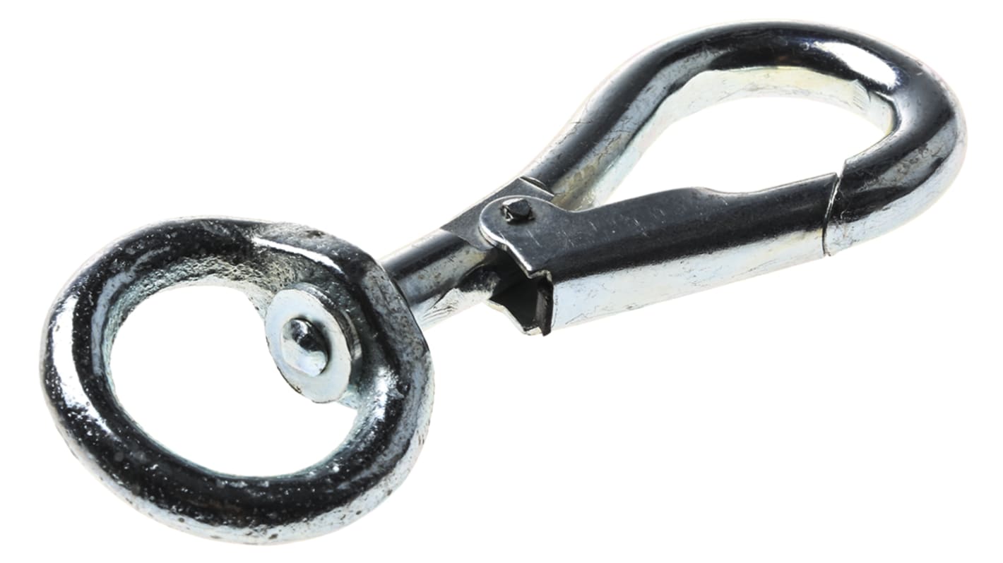 Obrotowy hak sprężynowy średnica połączenia 7.9mm dł. połączenia 102mm RS PRO galwanizowany Stal