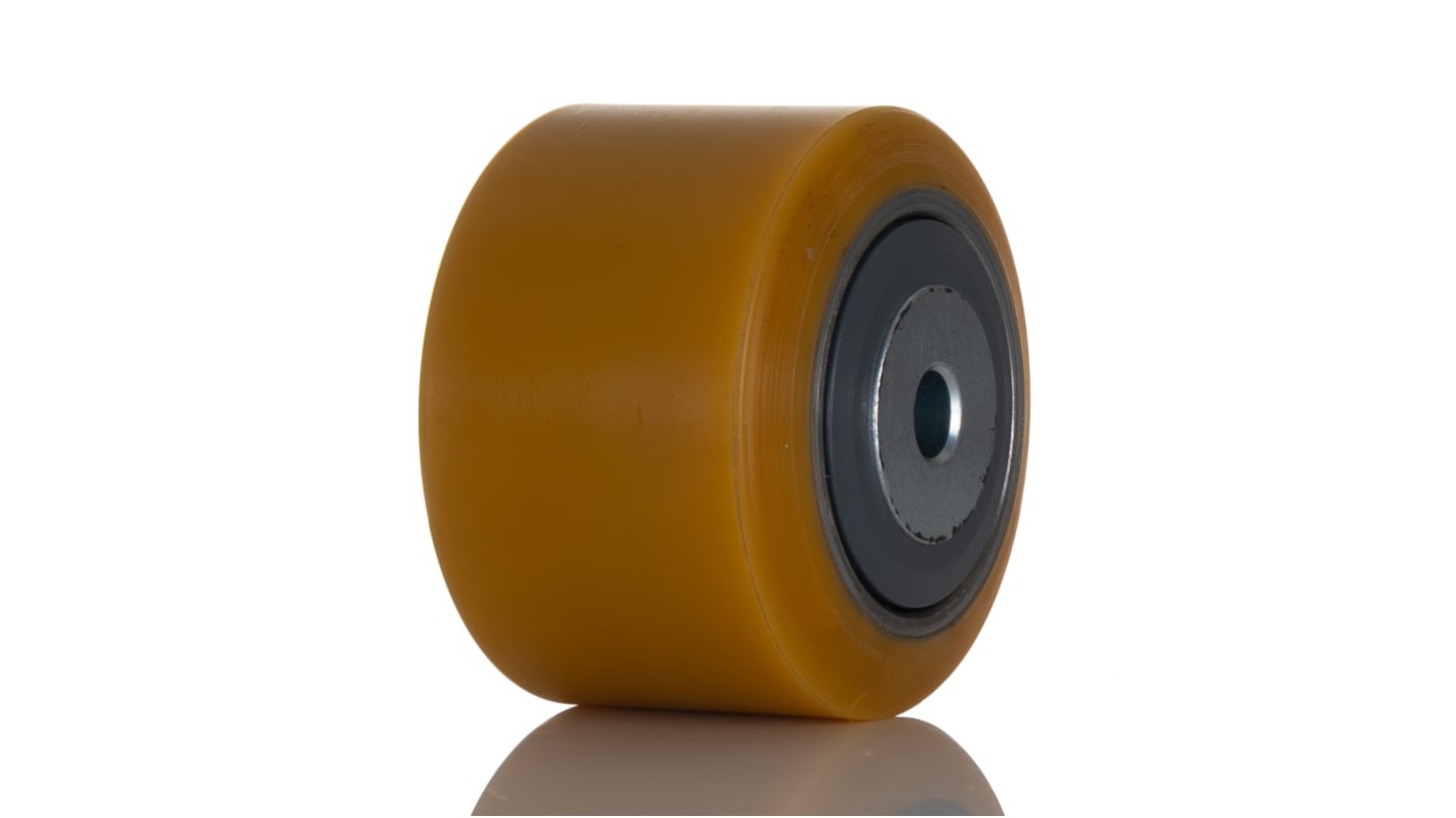 Kółko do wózka, Poliuretan, Żółty, obc.: 600kg, śred.: 85mm, szer.: 60mm