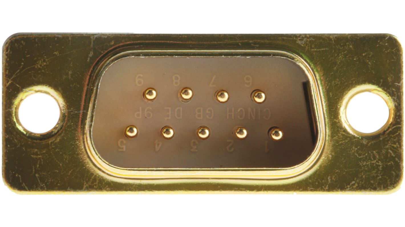 RS PRO DB9针标准D-Sub公插, 直向, 面板安装, 焊接端接, 750.0V, 5.0A