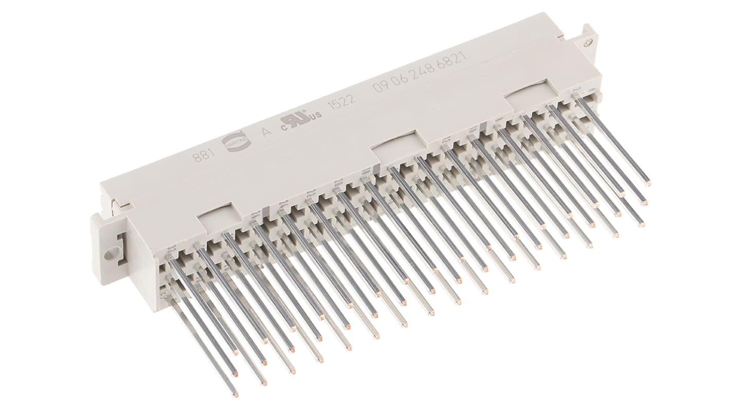 HARTING DIN41612欧式连接器母座, 48针, 3行, 5.08mm节距, 绕线端接, 直向