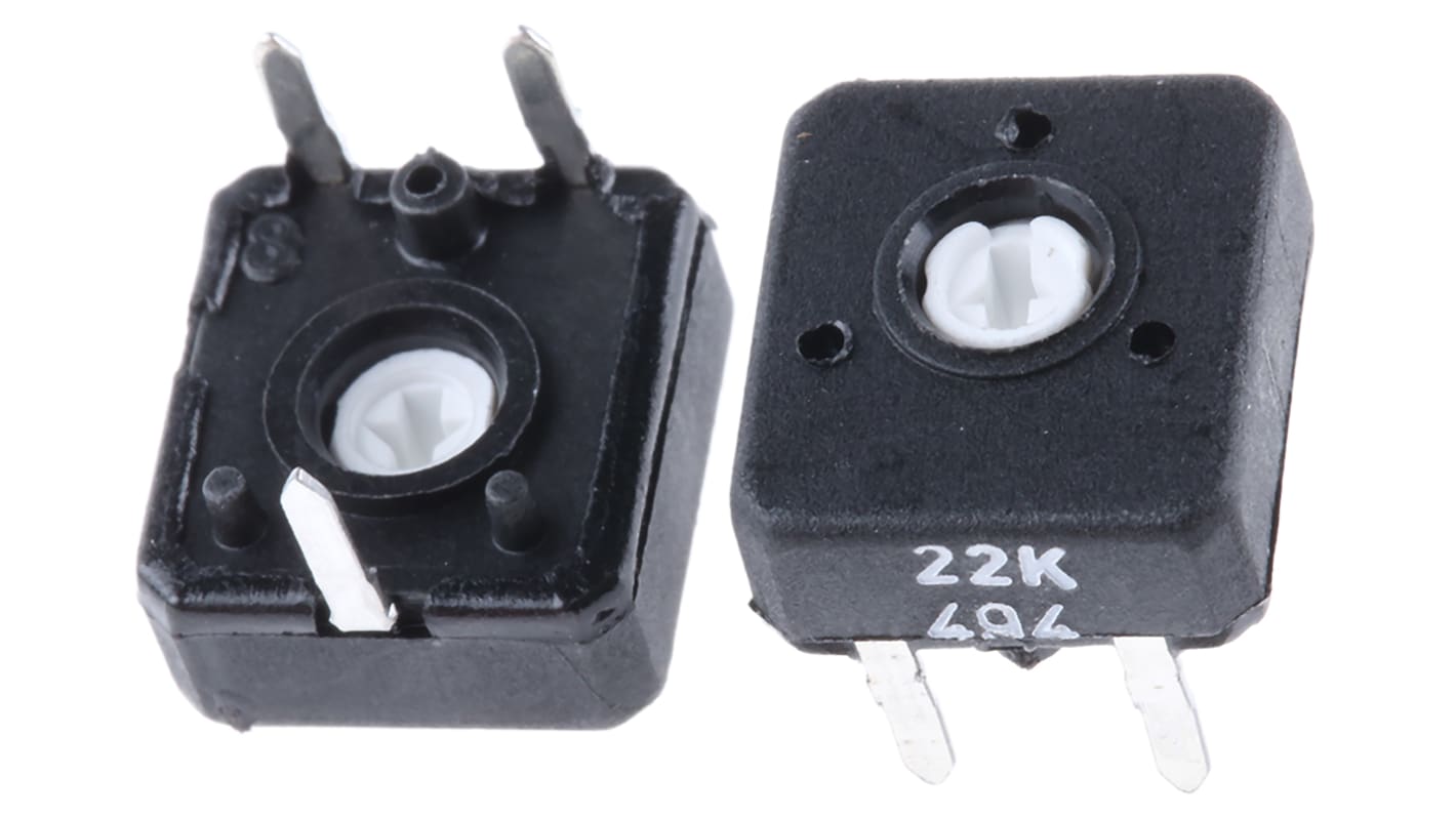 TE Connectivity CB10 1-Gang THT Trimmer-Potentiometer, Einstellung von oben, 22kΩ, ±20%, 0.15W, Pin, L. 11mm