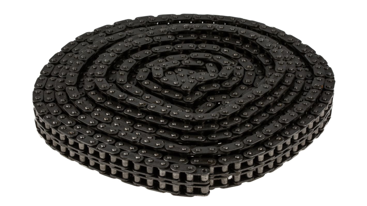 Catena a rulli tipo 06B-2 Duplex, Wippermann, lunga 5m, passo 9.525mm, piastra alta 8.2mm, Ø sfera 6.35mm, in Acciaio,