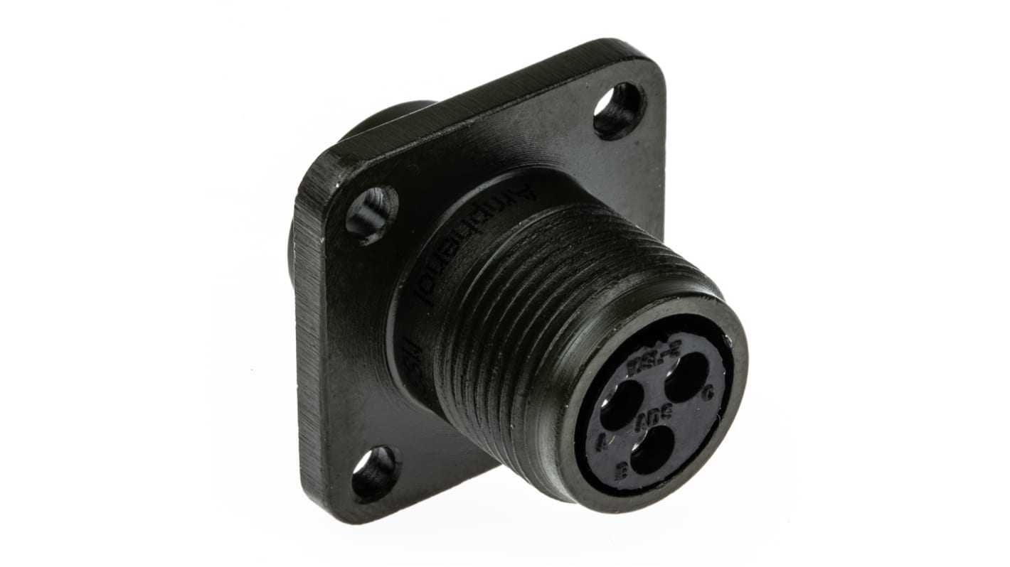 Amphenol Industrial, MS3102A, Copper Alloy 3 Way Box Mount MIL Spec Circular Connector Receptacle, Socket
