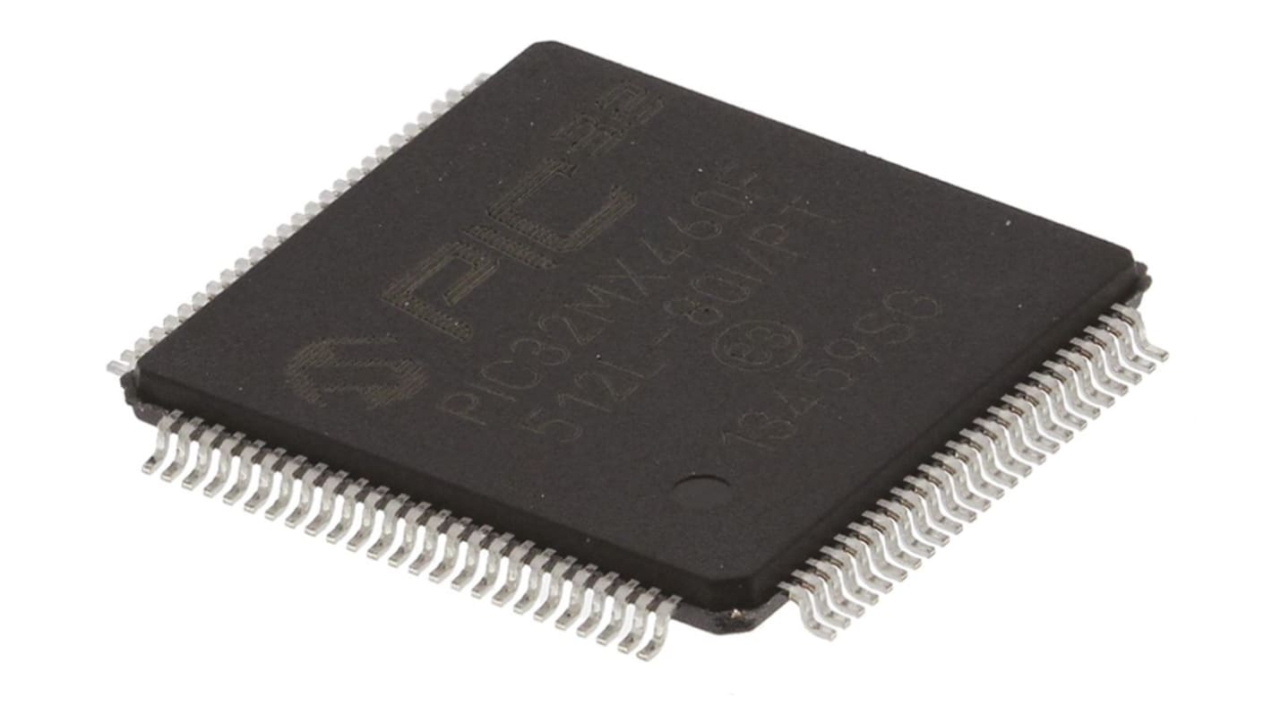 Microchip, 32bit PIC, PIC32MX Microcontroller, 80MHz, 12 kB, 512 kB Flash, 100-Pin TQFP
