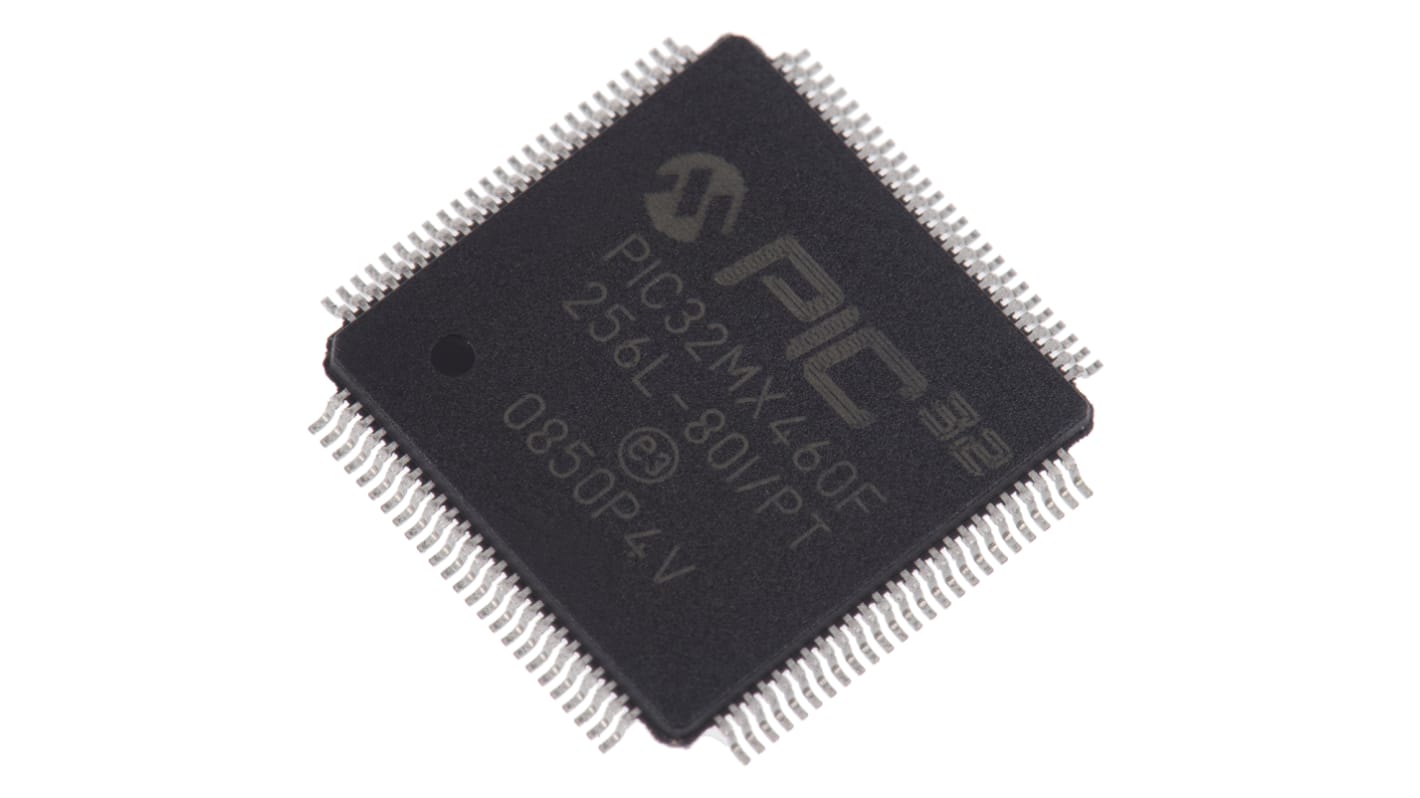 Microchip PIC32MX460F256L-80I/PT, 32bit PIC Microcontroller, PIC32MX, 80MHz, 12 kB, 256 kB Flash, 100-Pin TQFP
