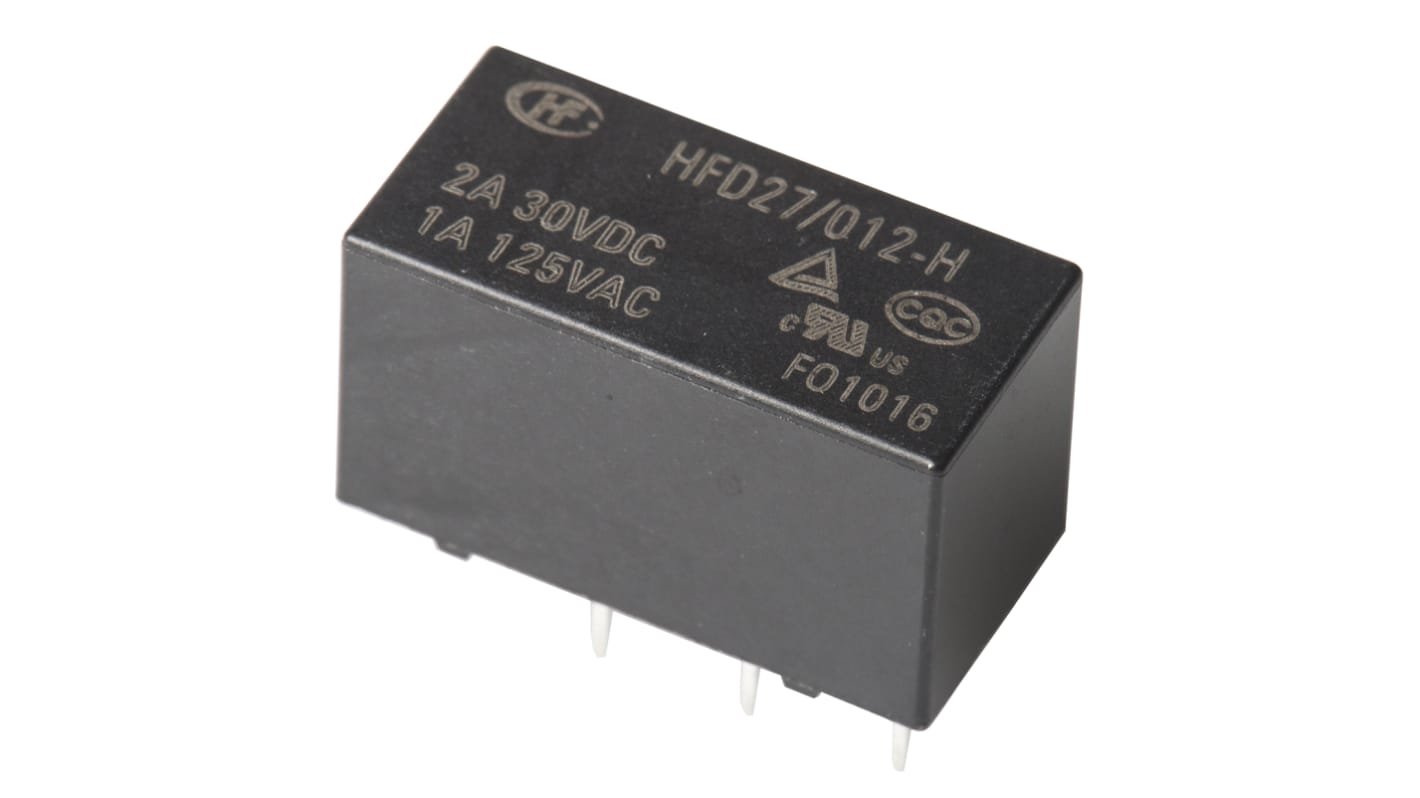 RS PRO PCB Mount Signal Relay, 12V dc Coil, 2A Switching Current, DPDT