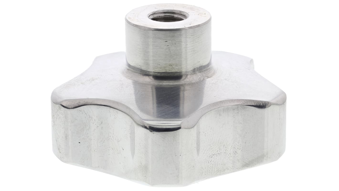 RS PRO Silver Multiple Lobes Clamping Knob, M8, Threaded Through Hole