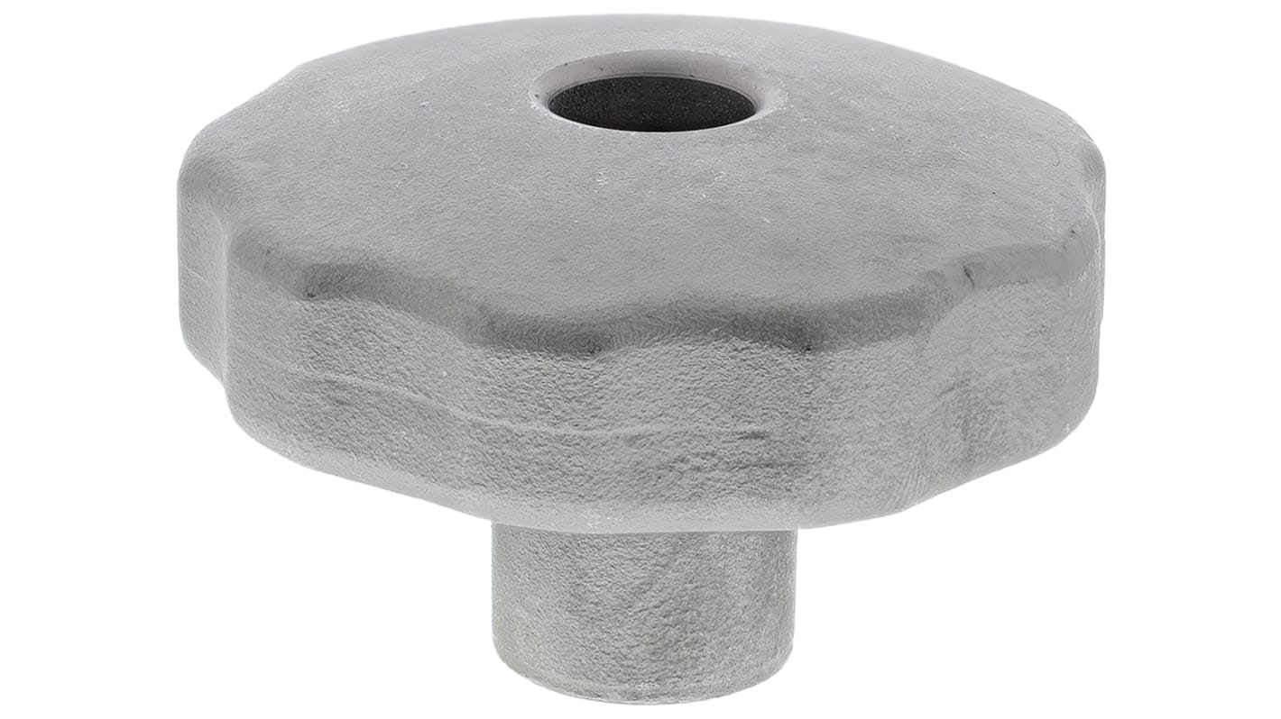 RS PRO Silver Multiple Lobes Clamping Knob, M12, Threaded Through Hole