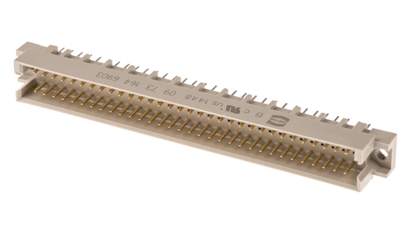 Connettore DIN 41612 HARTING Maschio, Ad angolo diritto, 64 vie 2 file, terminazione a saldare
