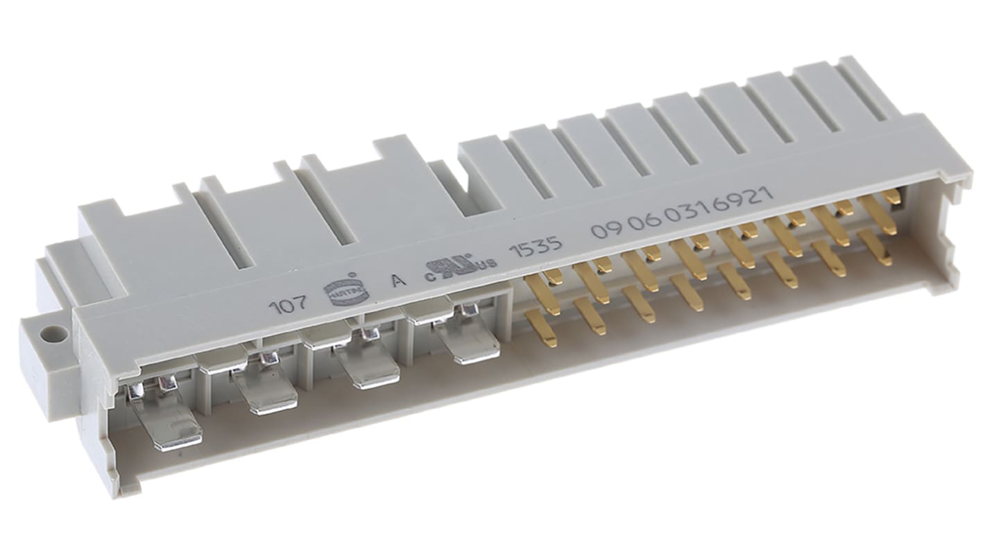 Harting 60 + 4 Way 5.08 mm, 10.16 mm Pitch, Type MH Class C2, 2/3 Row, Right Angle DIN 41612 Connector, Plug