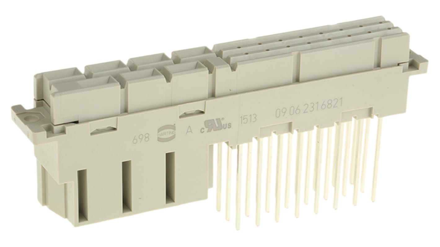 Connettore DIN 41612 HARTING Femmina, Ad angolo diritto, 60 + 4 vie 2/3 file, terminazione Avvolgicavi Faston
