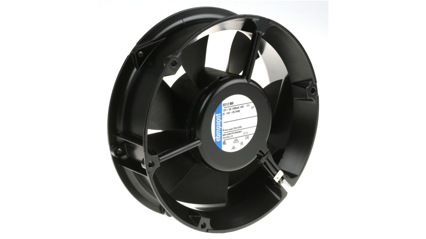 ebm-papst 6200 N Series Axial Fan, 12 V dc, DC Operation, 350m³/h, 12W, 172 x 51mm