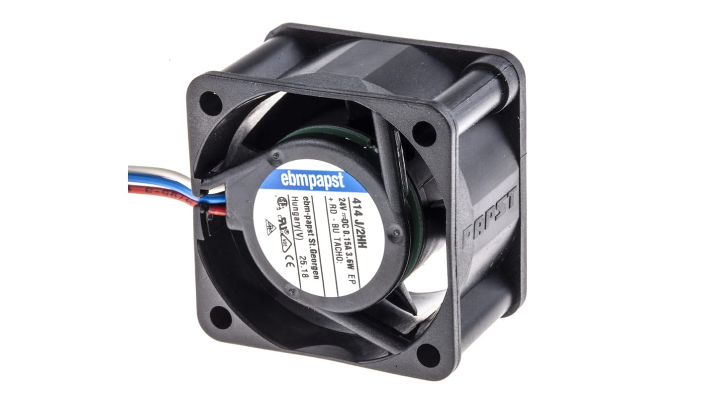 ebm-papst 400 Series Axial Fan, 24 V dc, DC Operation, 24m³/h, 3.6W, 40 x 40 x 25mm