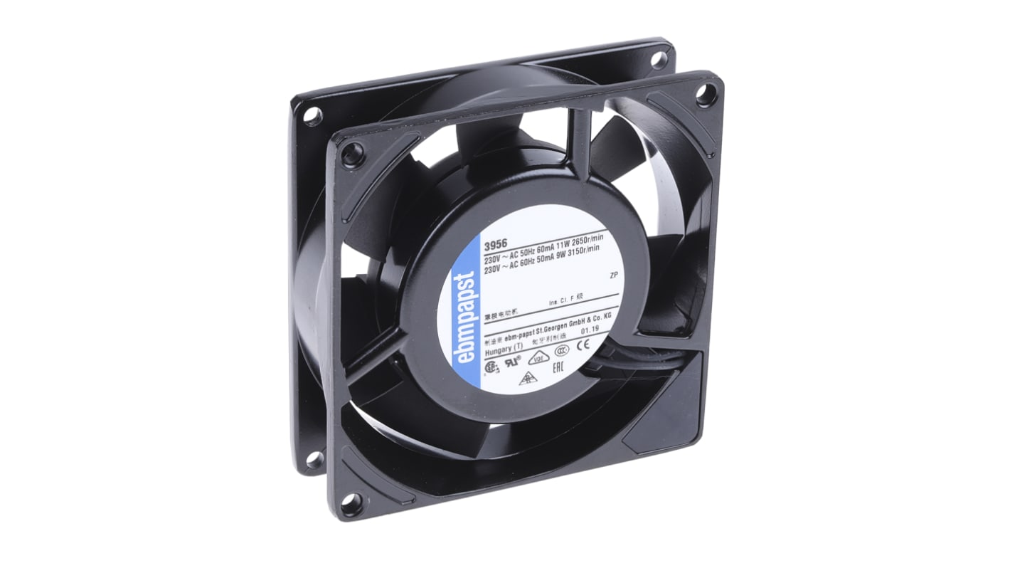 ebm-papst 3900 Series Axial Fan, 230 V ac, AC Operation, 59m³/h, 11W, 92 x 92 x 25mm