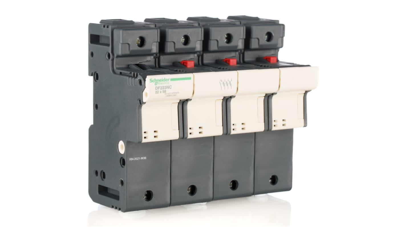 Schneider Electric 保险丝座, 22 x 58mm尺寸, 125A, 690V 交流, 导轨安装, 3P+N, DIN 35 mm导轨
