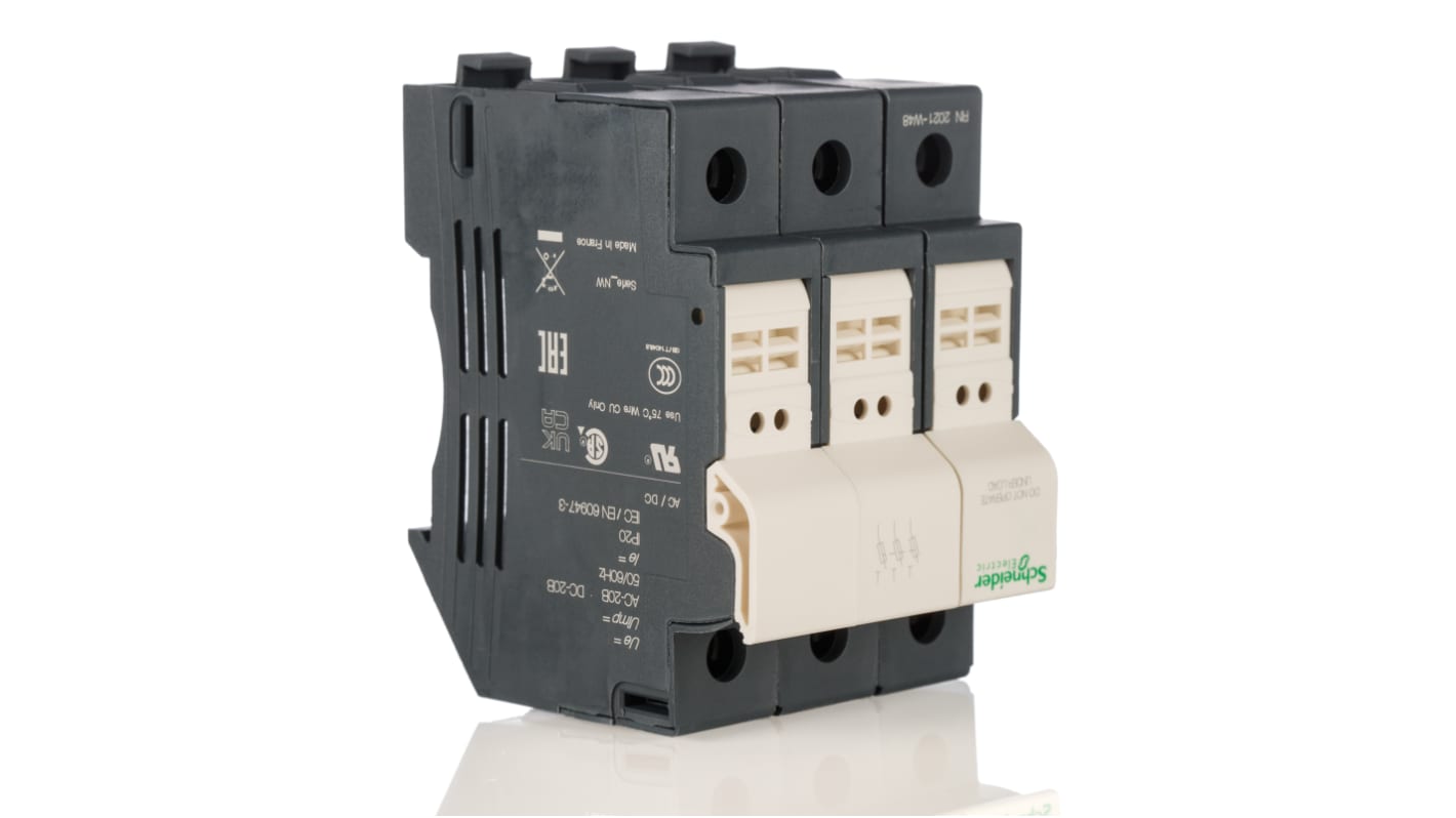 Portafusibili per montaggio su guida Schneider Electric 10 x 38mm, 2P, 32A, 690V ca, con indicatore