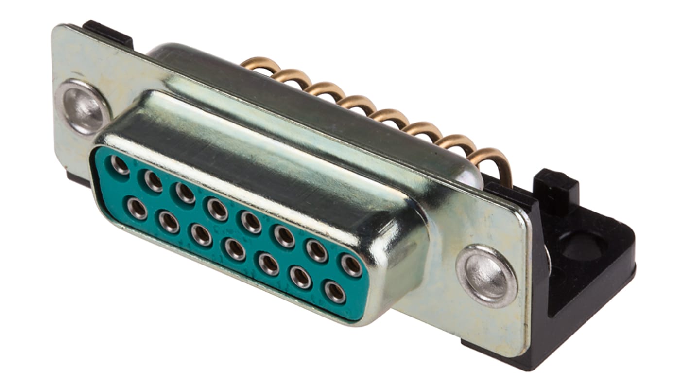 RS PRO DB15针母座, 直角, THT安装, 焊接端接, 750.0 v, 5.0A