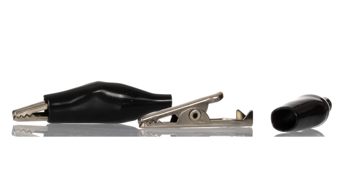RS PRO Crocodile Clip, Nickel-Plated Steel Contact, 5A, Black