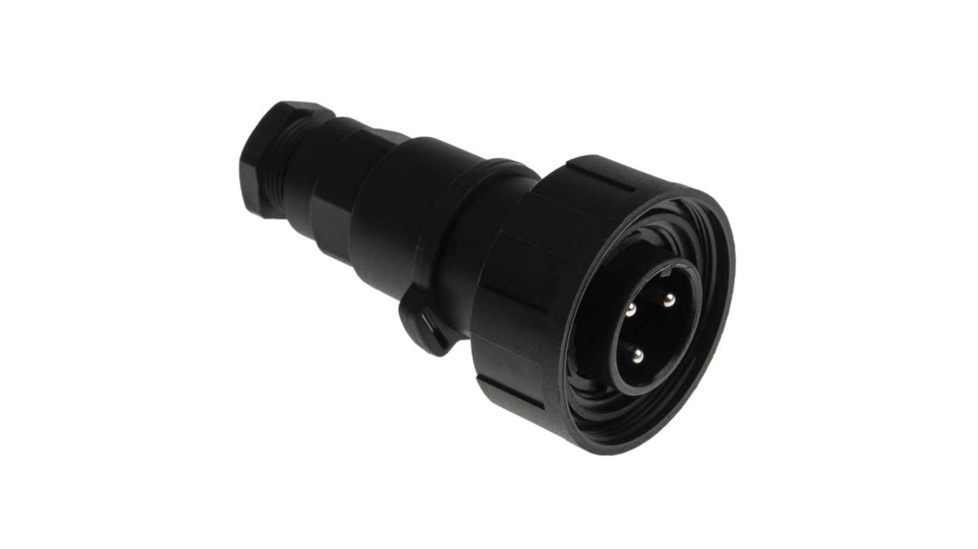 Bulgin Circular Connector, 3 Contacts, Cable Mount, Plug, Male, IP68, IP69K, Standard Buccaneer Series