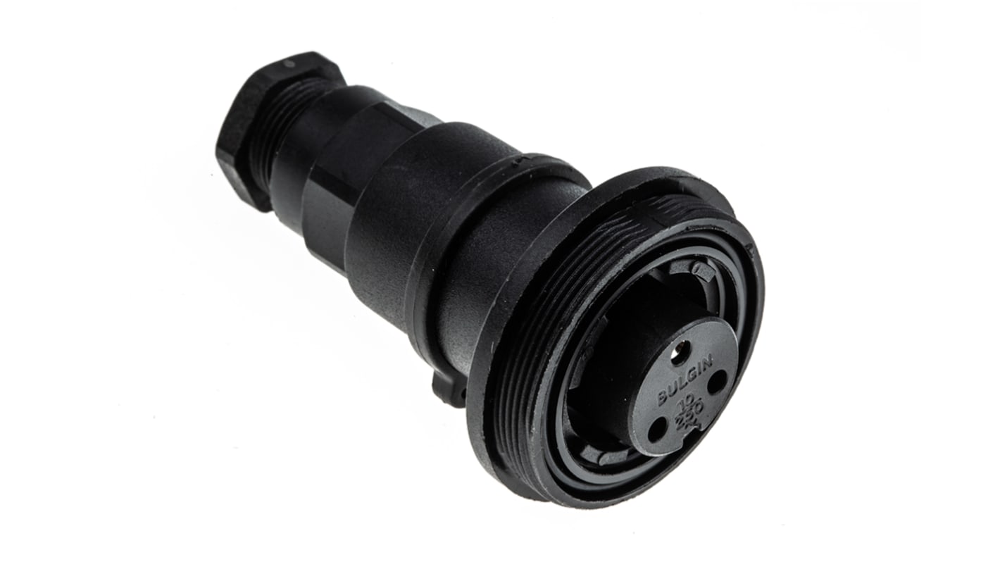 Bulgin Circular Connector, 3 Contacts, In-line, Socket, Female, IP68, Standard Buccaneer Series