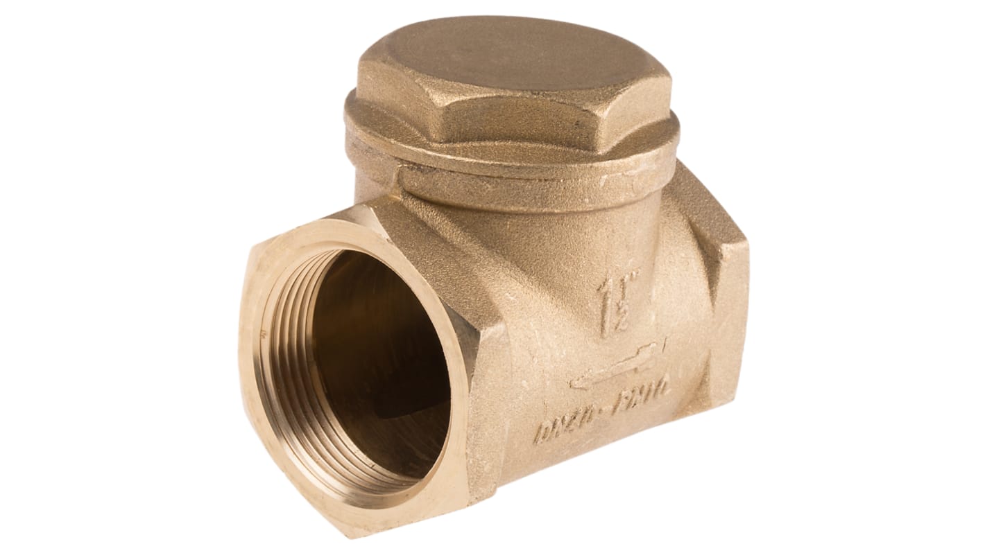 RS PRO Brass Single Check Valve, BSP 1-1/2in, 16 bar