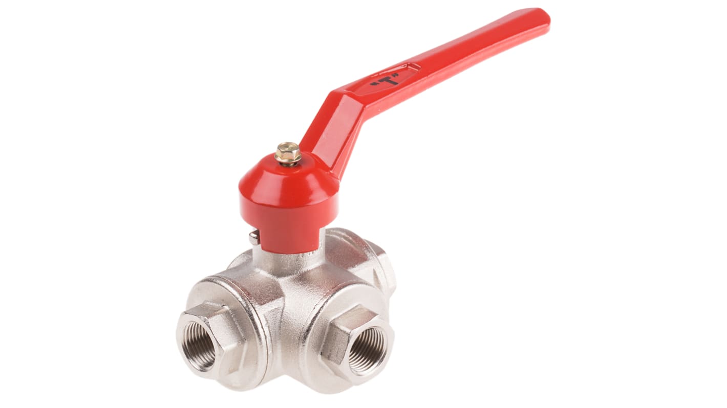 RS PRO Kugleventil, Messing, Gevind: 3/8tommer 40bar Arm håndgreb 580psi, Rør: 12mm